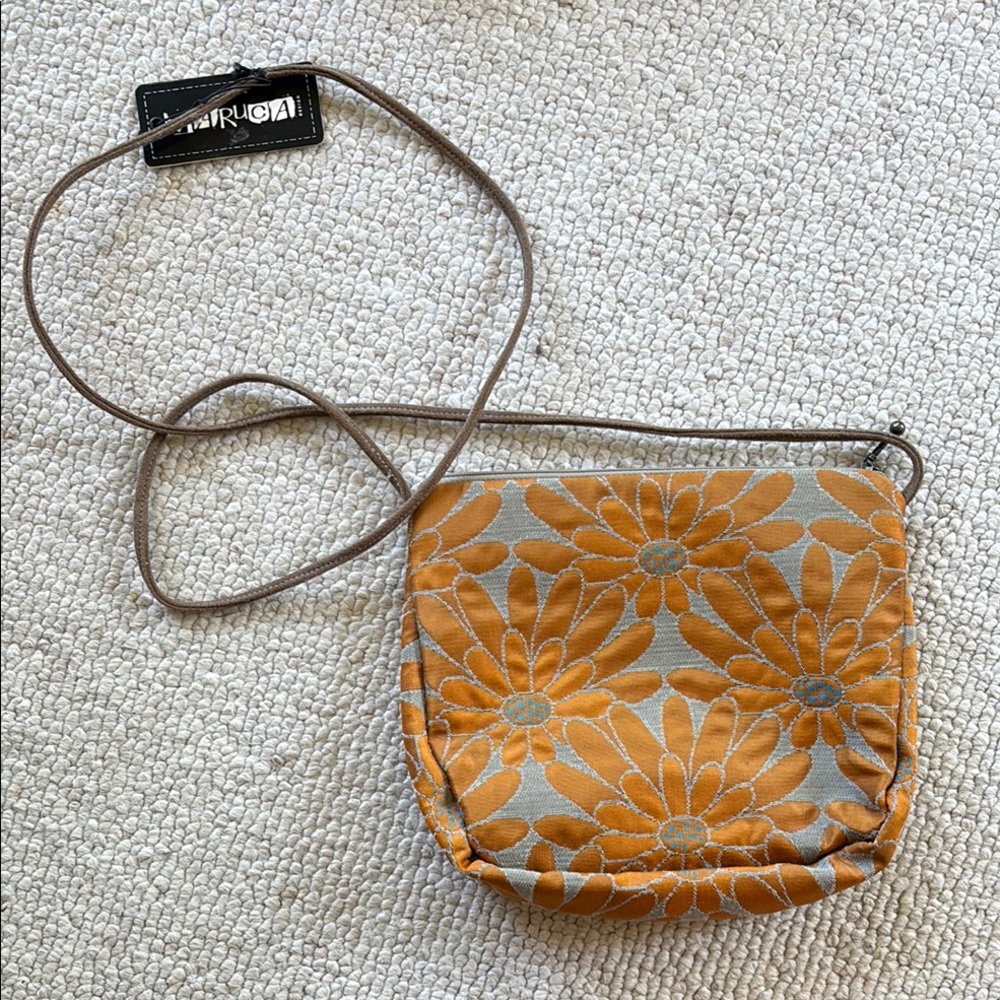 Orange Floral Crossbody Bag